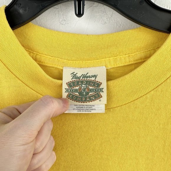 Vtg Fred Harvey Grand Canyon Kokopelli Yellow‎ Cut Off Cropped L Embroidered - Picture 5 of 7